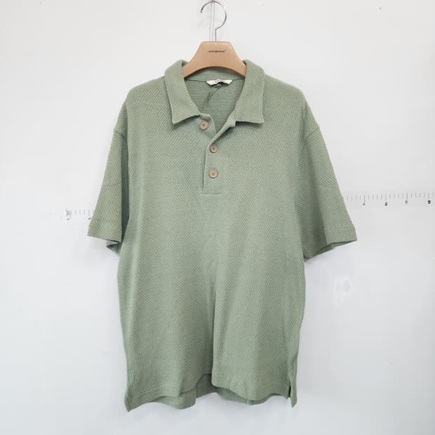 타임 반팔 카라 티셔츠 그린