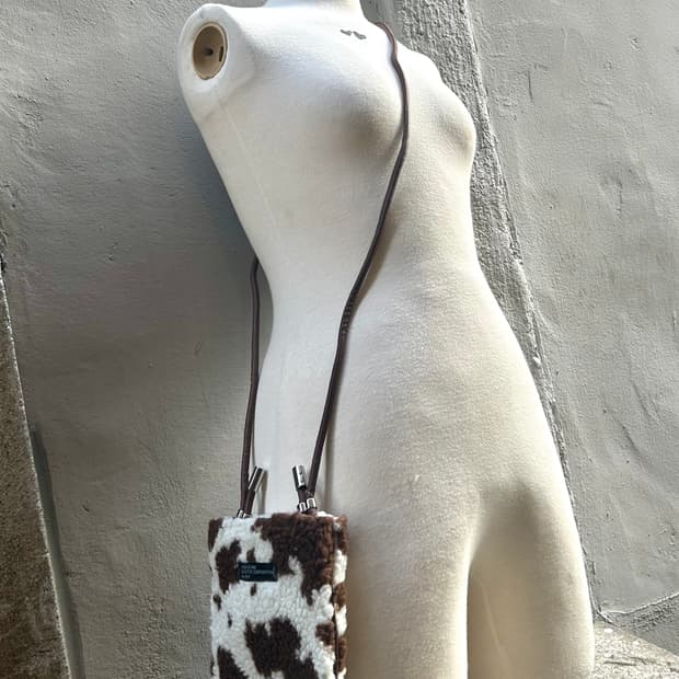 일본빈티지 모리걸 양털 브라운 미니 크로스백