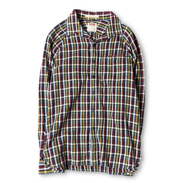 리바이스 레드 옐로우 블루 멀티 패턴 긴팔 셔츠 90