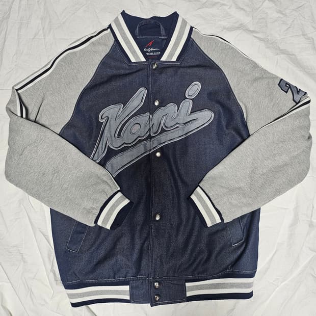 00s 칼카니 올드스쿨 데님 스타디움 바시티 자켓 M
