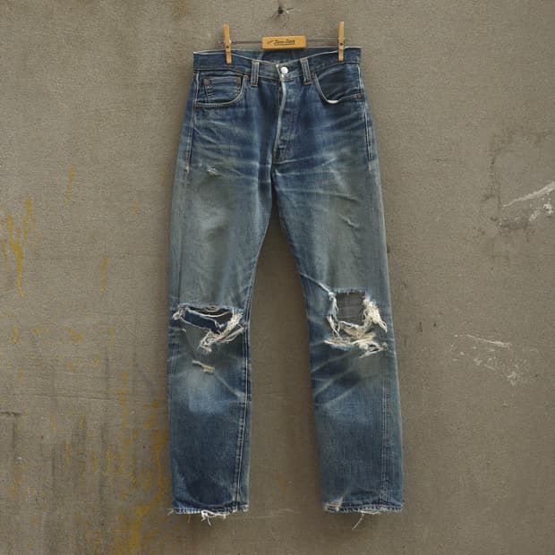 00s LVC 47501 디스트레스드 셀비지 데님 팬츠