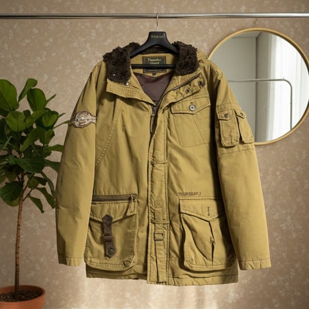 써스데이아일랜드 남성 카키색 덕다운 점퍼 100