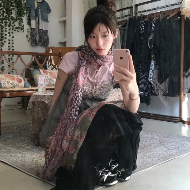 빈티지 뮤트 멀멀 쉬어 레이어드 코디 세트