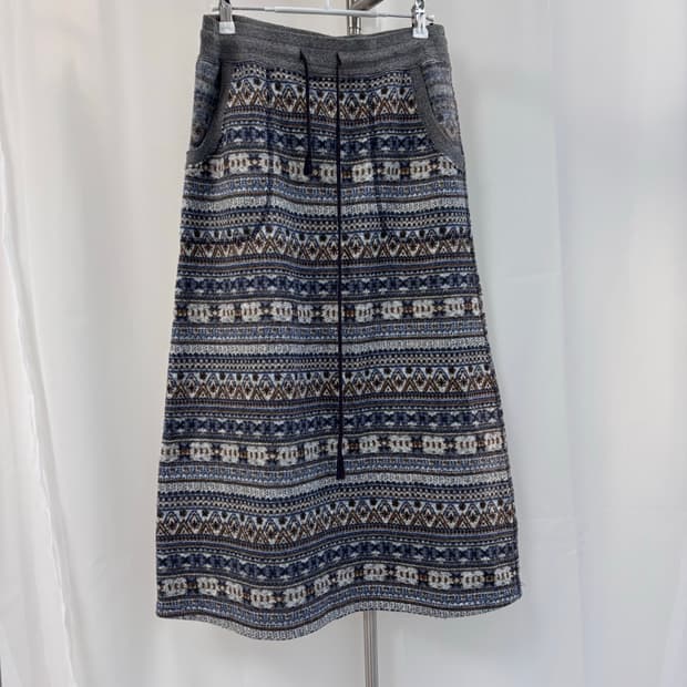 빈티지 노르딕 패턴 롱 스커트