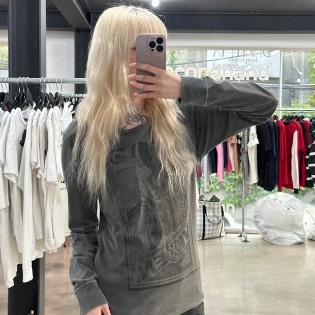 히스테릭 글래머 걸프린팅 롱슬리브 긴팔 티셔츠