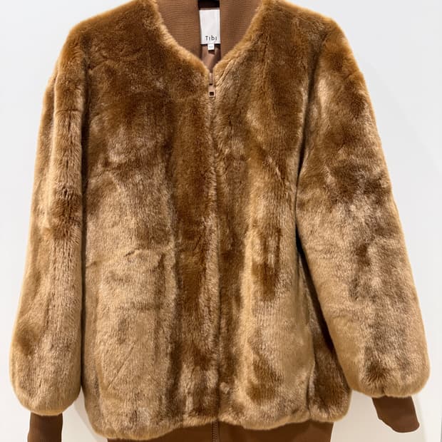 Tibi 인조 모피 에코퍼 XXS 브라운 (44-55 추천)