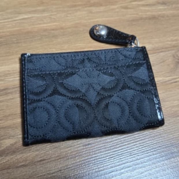 코치 블랙 시그니처 카드 지갑 - 블랙 [정품]