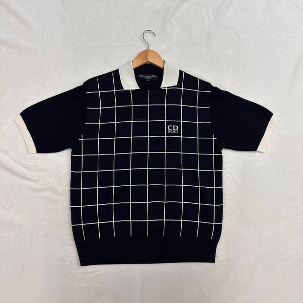 (100)90s 크리스찬 디올 반팔 니트 카라티