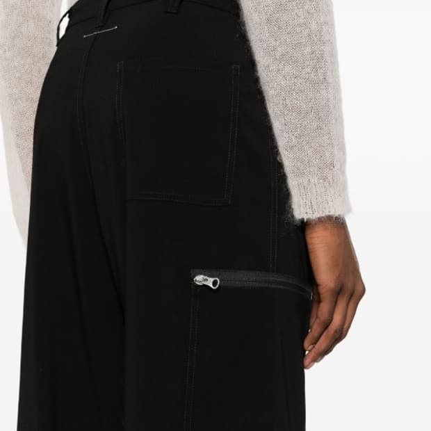 MM6 포플린 블랙 와이드팬츠