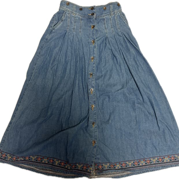 빈티지 모리걸 히피 데님 롱스커트