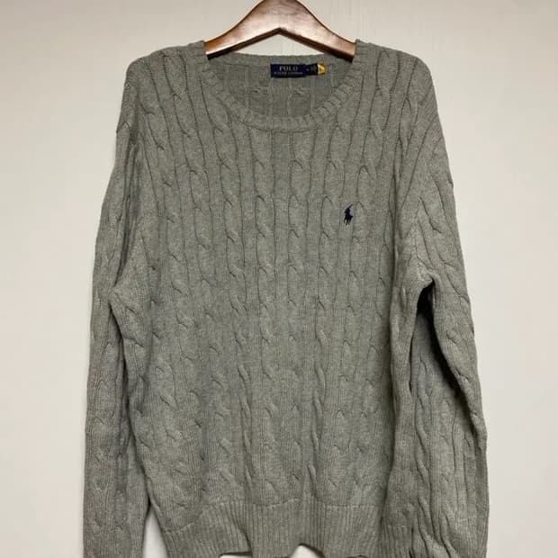 폴로 랄프로렌 꽈배기 케이블니트 그레이 XL