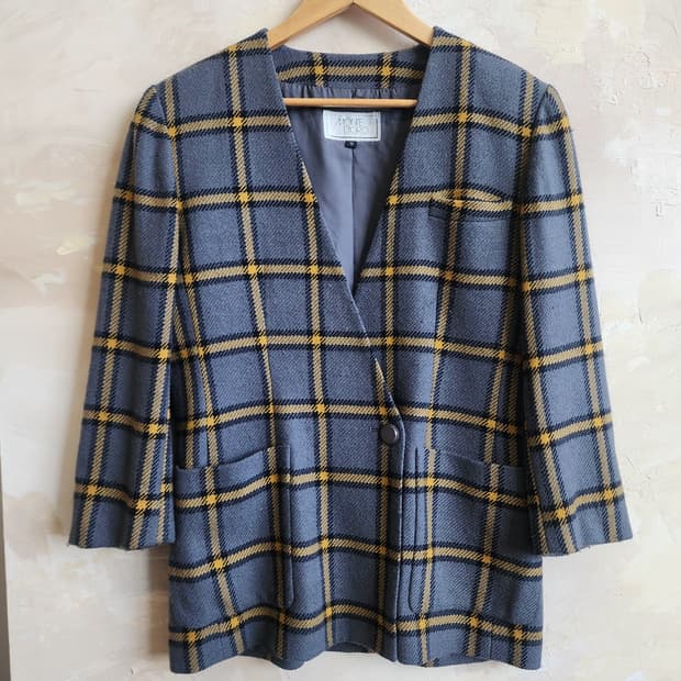 일본빈티지 체크 울 자켓