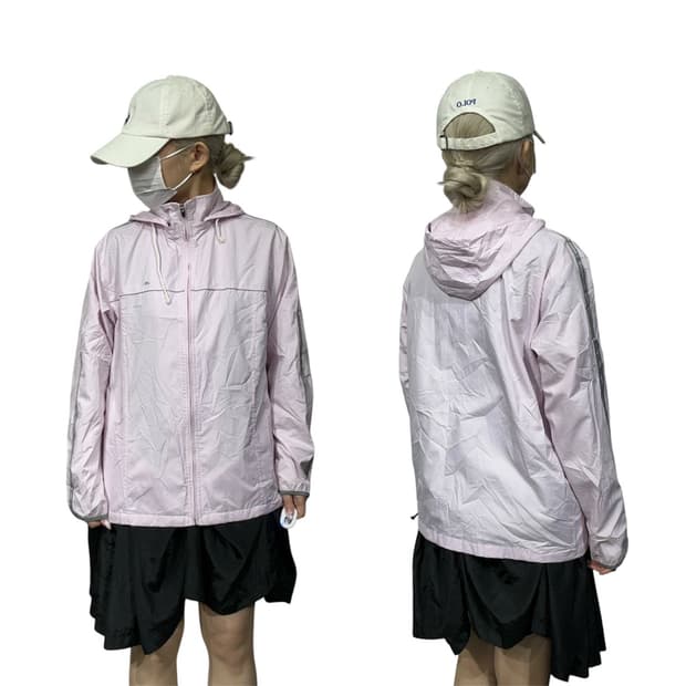 엘레쎄 딸기우유 핑크 바람막이 후드 트랙 자켓 L