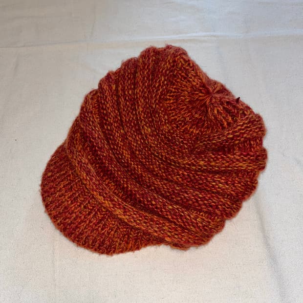 brick red y2k knit beanie cap