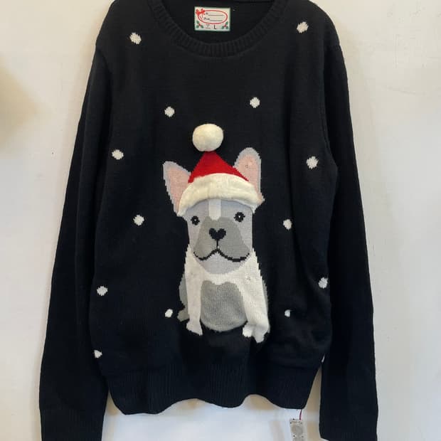 LED 크리스마스 산타강아지니트:) 크리스마스룩연말룩데이트룩스웨터