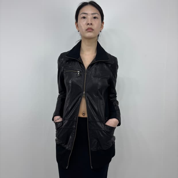 FAUX LEATHER ZIP UP JACKET