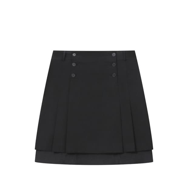 미세키 서울Layered pleats midi skirt BLACK