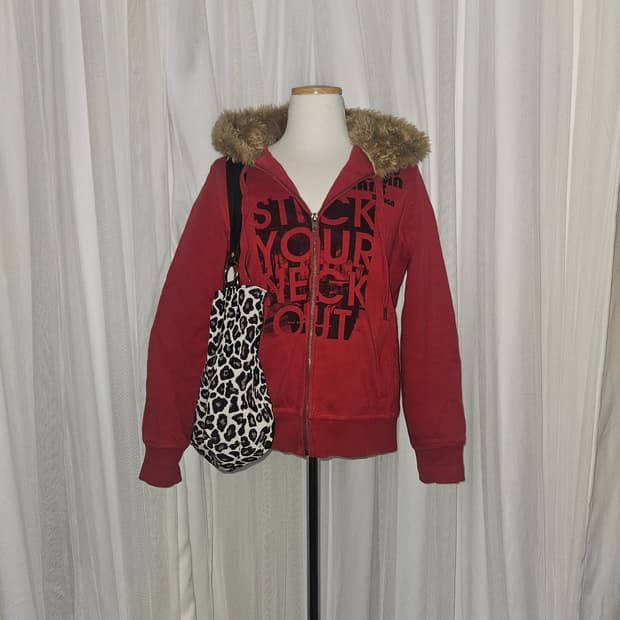 design united y2k 2000s 그런지 빈티지 퍼 트리밍 집업