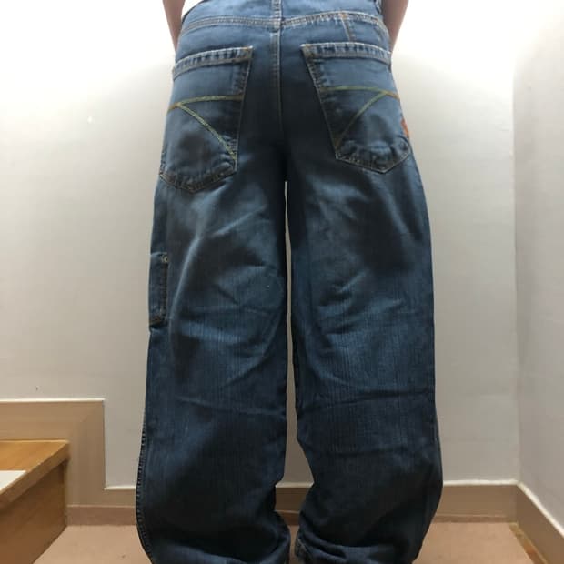 빈티지 데님 포켓 워싱 팬츠
