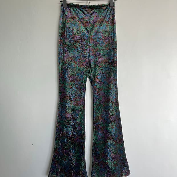 paisley velvet pants (violet, green)