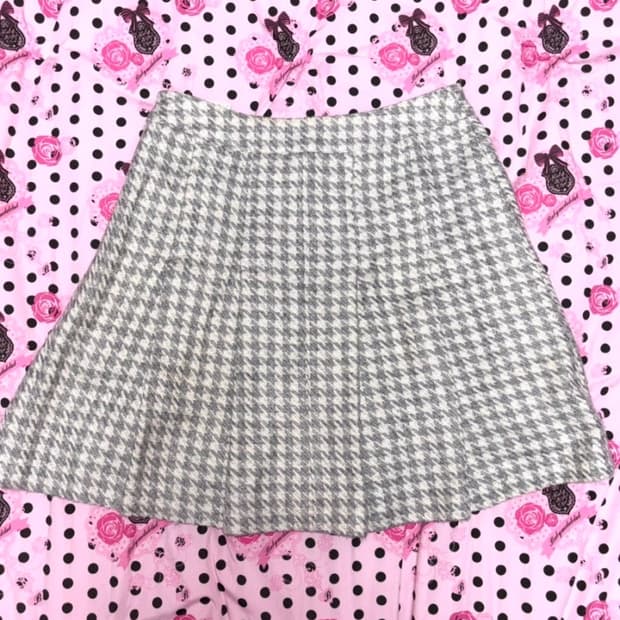 갸루 하운드 투스  플리츠 스커트