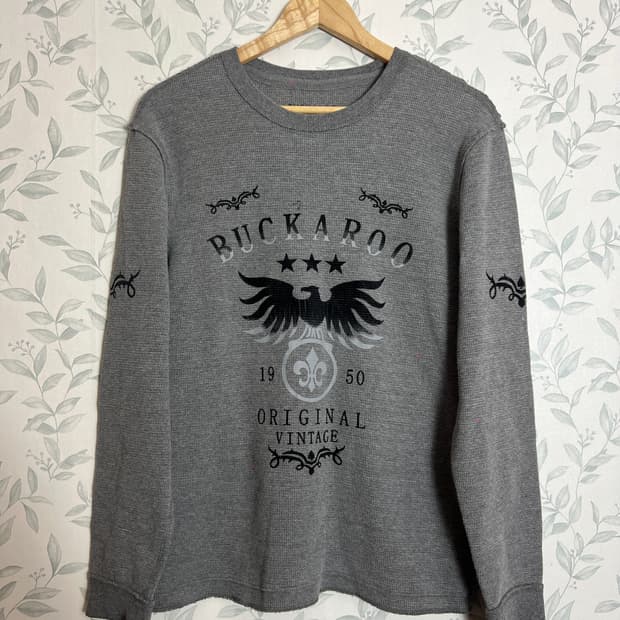 BUCKAROO 빈티지 와플 긴팔티 그레이 M