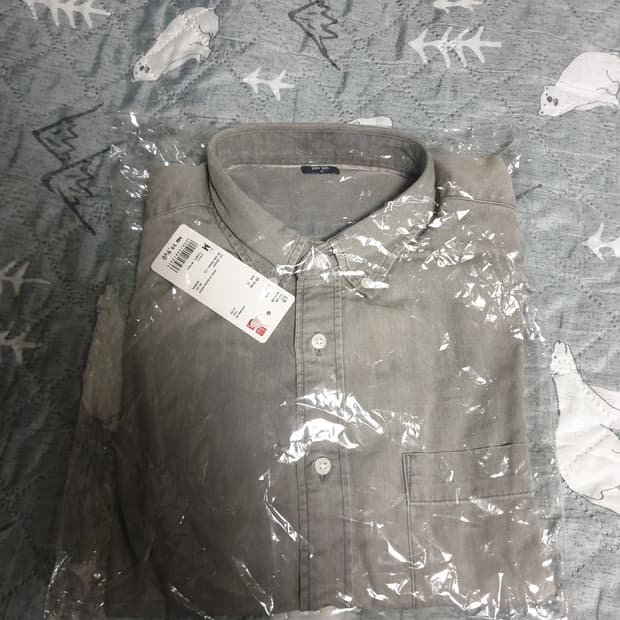 (새상품) 유니클로 데님셔츠 그레이 (M)