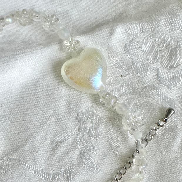 빈티지 하트 펄 비즈 브레이슬렛