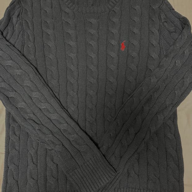폴로 네이비 케이블 니트