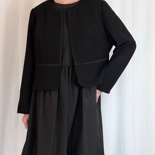 Collarless Blazer - Black