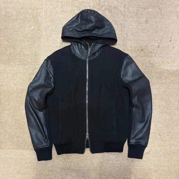 알마니 익스체인지 2way 가죽 후드집업