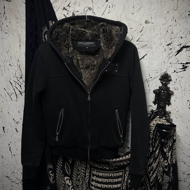 Dolce & Gabbana Fur Hooded Zip-Up