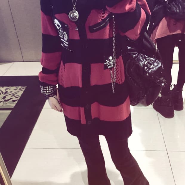 [DEORART] 디오라토 펑크 스트라이프 데미지 가디건