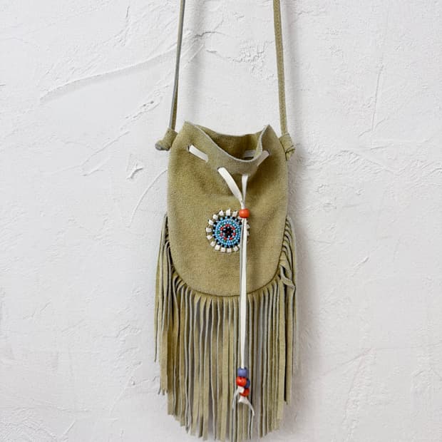 빈티지 핸드메이드 프린지 크로스백