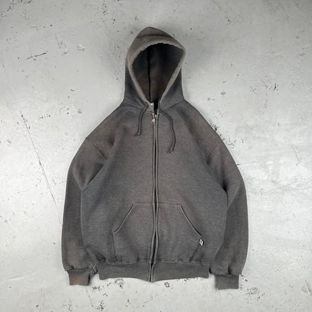 빈티지 러셀 애슬래틱 후드집업 페이디드 그레이