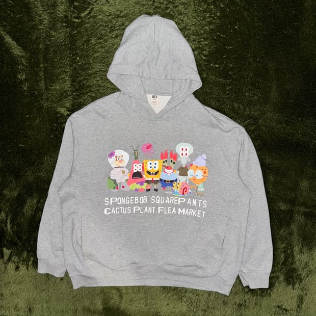 [3XL] 유니클로 X CPFM X 스폰지밥 콜라보 후드티 그레이