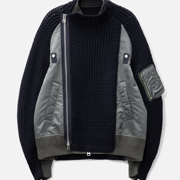SACAI 사카이 믹스 니트 블루종 봄버 자켓