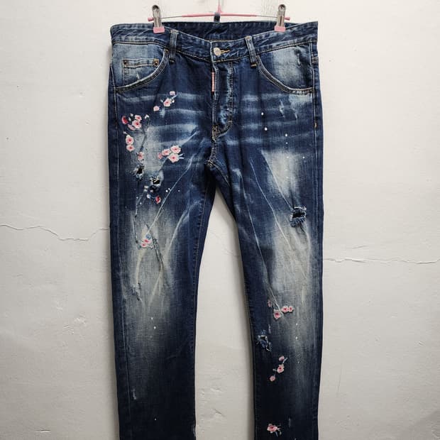 디스퀘어드2 빅브라더 벚꽃자수 청바지