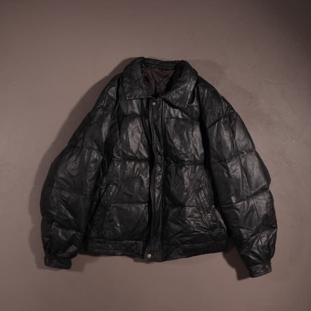 90s 일본빈티지 소가죽 레더 패딩