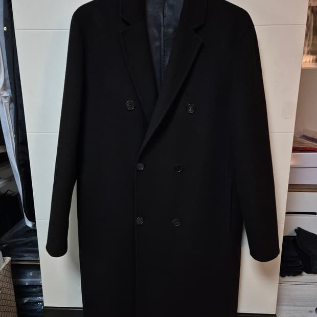 (100) 타임옴므 블랙 핸드메이드 캐시미어 더블코트