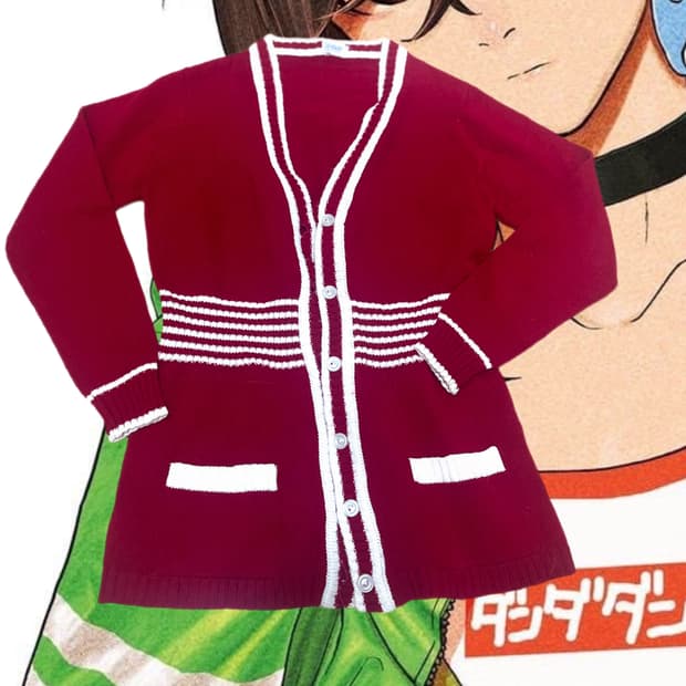 Japanese vintage cherry stripe cardigan