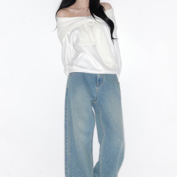 새상품) 더티스 투웨이 오프숄더 리본후드 아이보리 