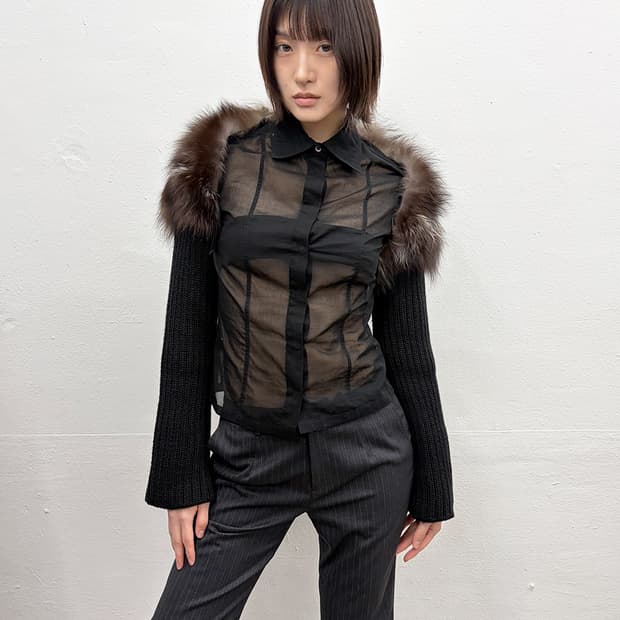 스페치오 꾸뛰르 폭스 퍼 트리밍 니트 볼레로