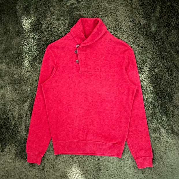 [S] 폴로 랄프로렌 숄 칼라 버튼업 니트 레드