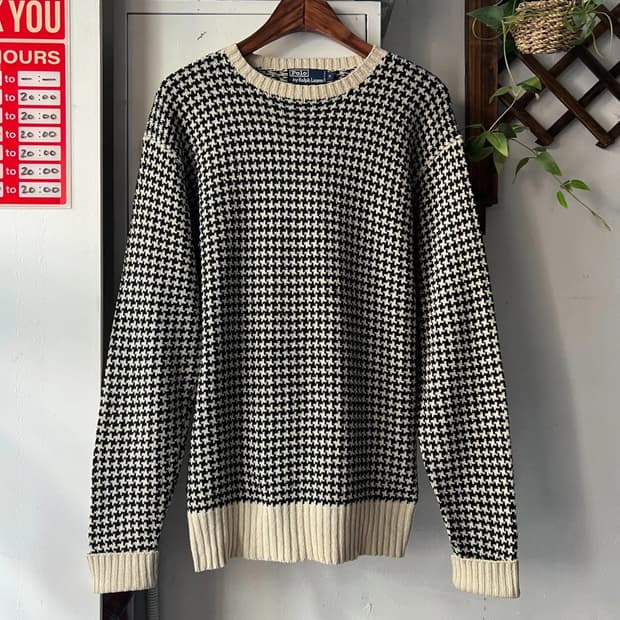 [M]폴로 랄프로렌 하운드투스 체크 실크 니트