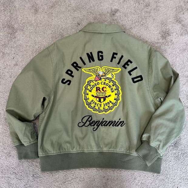 JPN 로데오크라운 카키 아메카지 블루종 자켓L