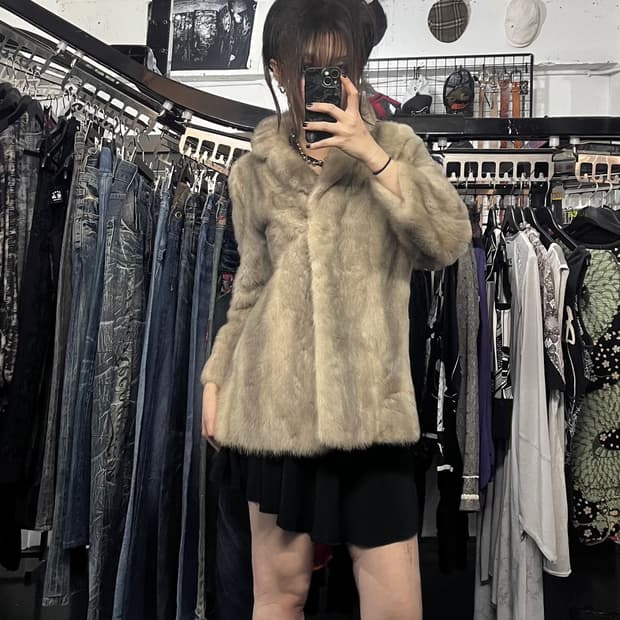 사가 밍크 퍼 자켓