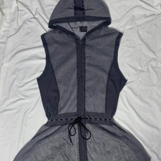 Trunk Hiroko Koshino 메쉬 후드 원피스 y2k