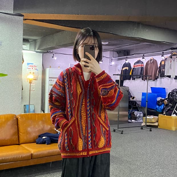 빈티지 오스트레일리아 울 케이블 집업 가디건 B4758