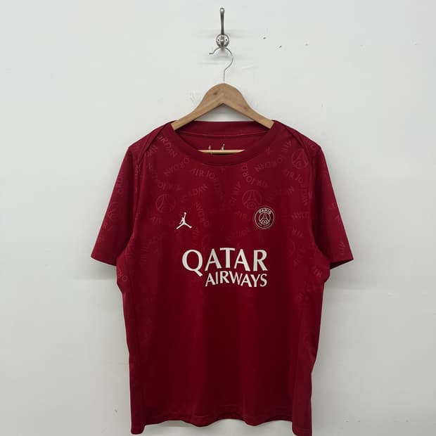 PSG 조던 Qatar 반팔 티셔츠 버건디 남성XL